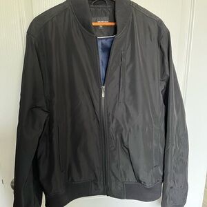 Murano Black Bomber Jacket with Stand-Up Collar and Full-Length Zipper